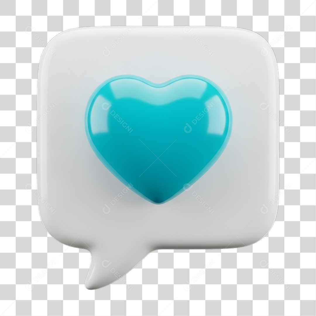 Ícone 3D Coração PNG Transparente