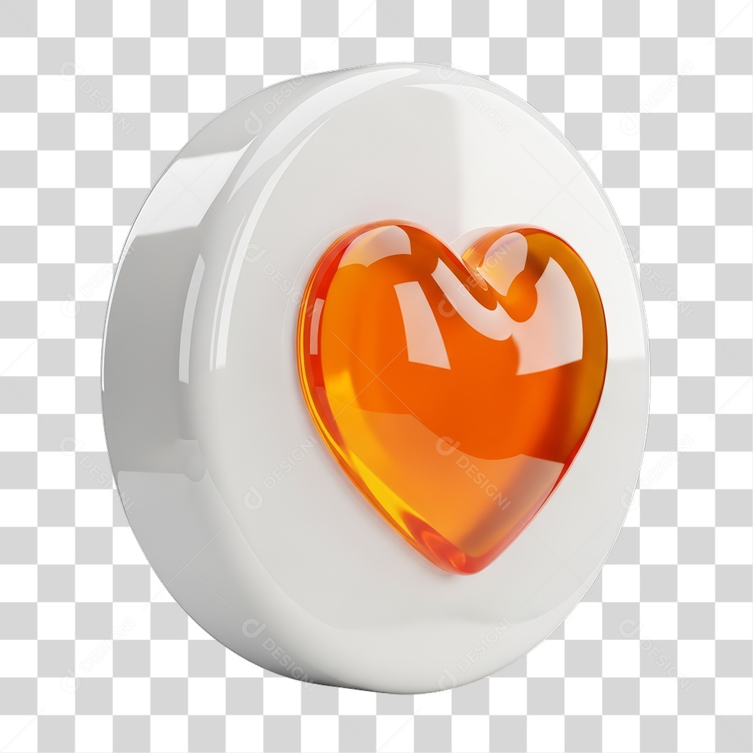 Ícone 3D Coração PNG Transparente
