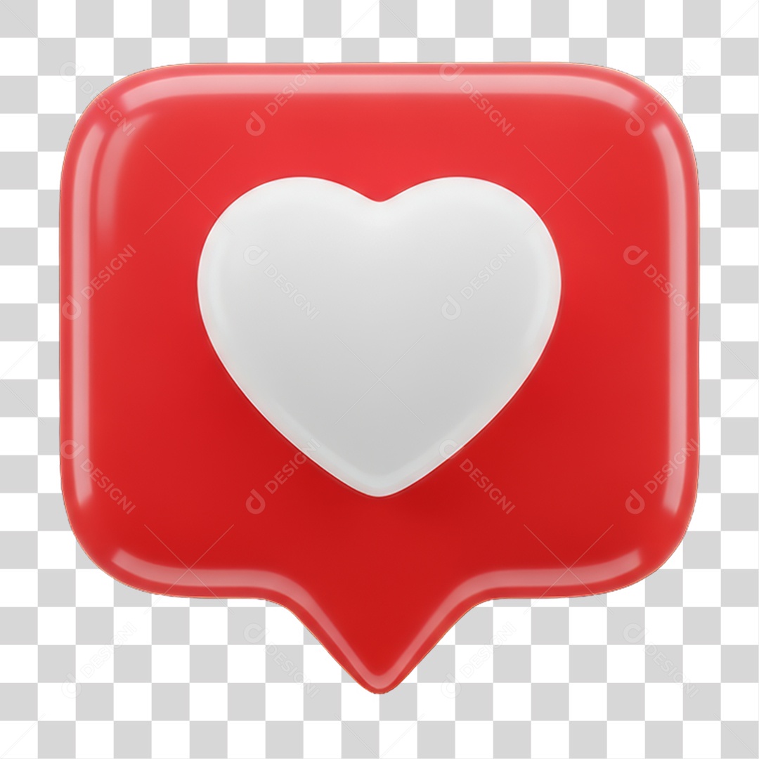 Ícone 3D Coração PNG Transparente