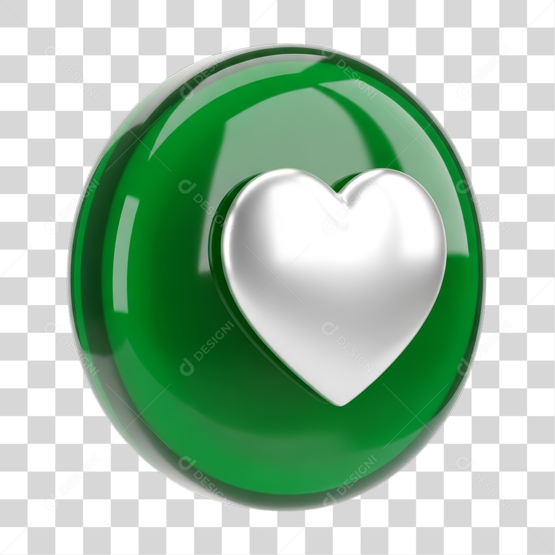 Ícone 3D Coração PNG Transparente