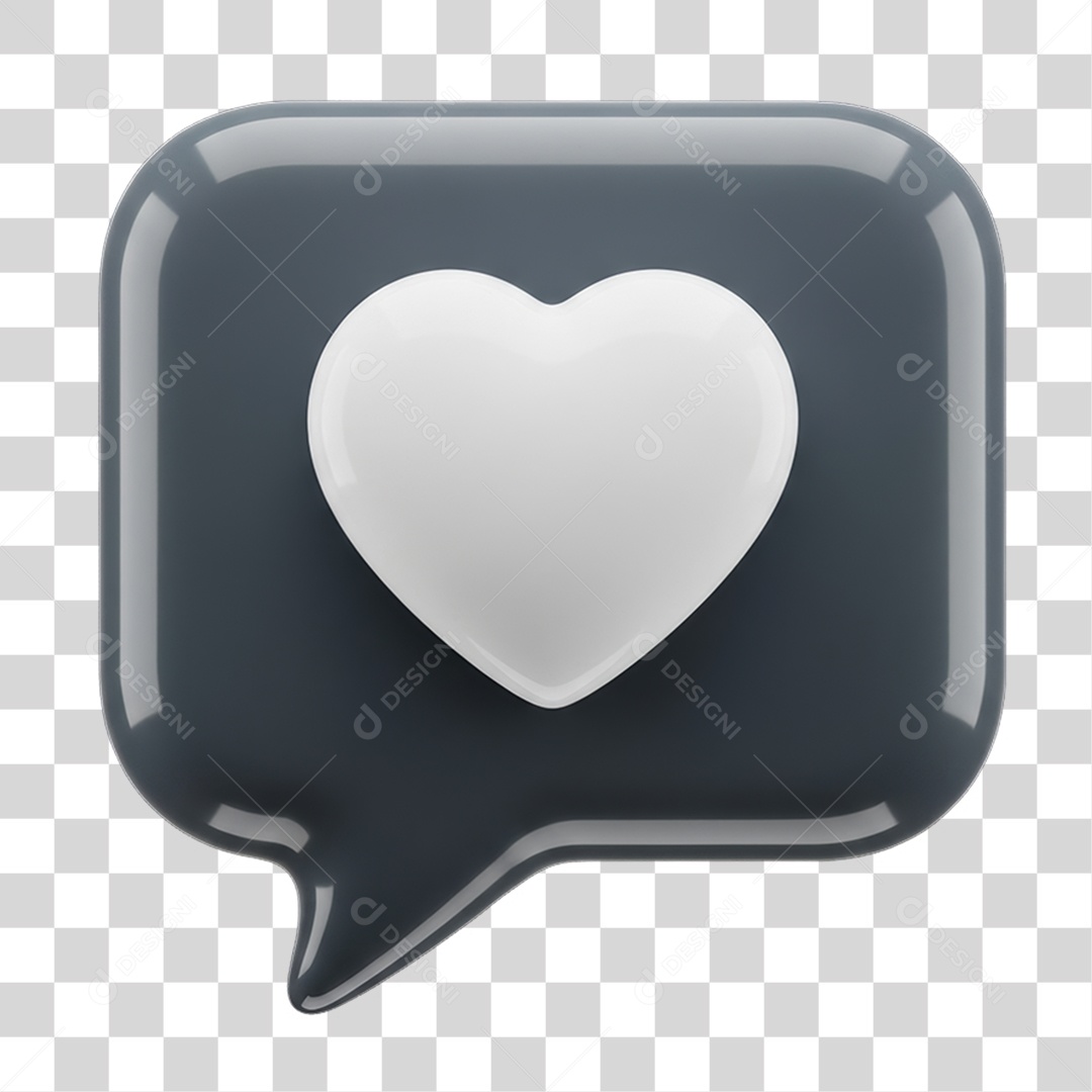 Ícone 3D Coração PNG Transparente