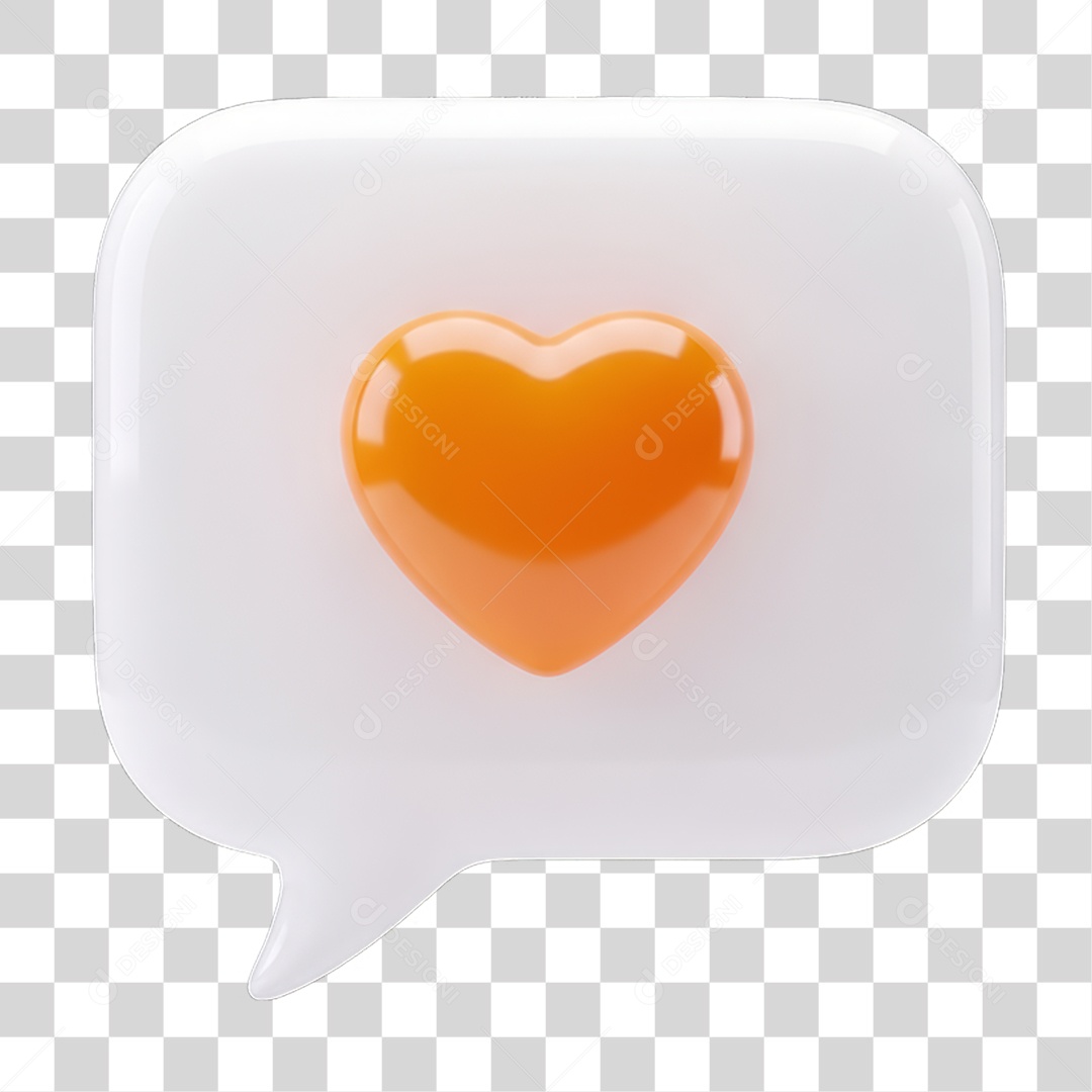 Ícone 3D Coração PNG Transparente