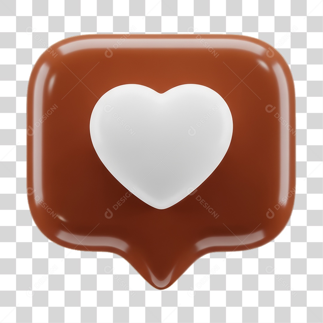 Ícone 3D Coração PNG Transparente