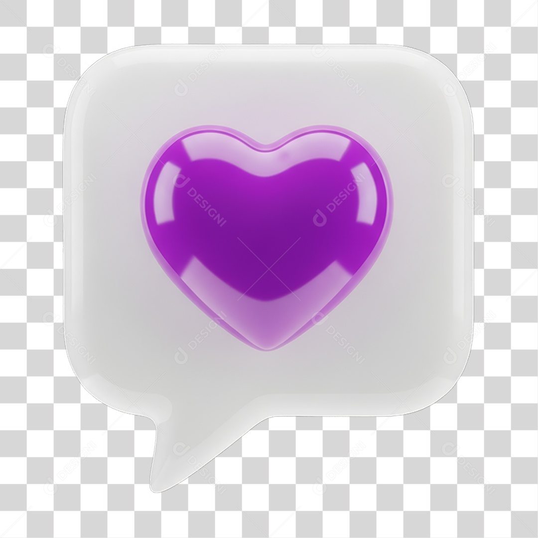 Ícone 3D Coração PNG Transparente