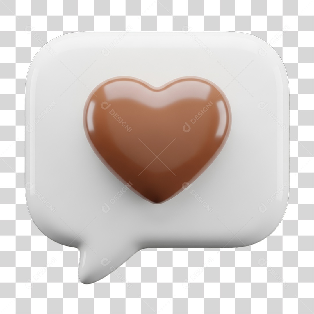 Ícone 3D Coração PNG Transparente