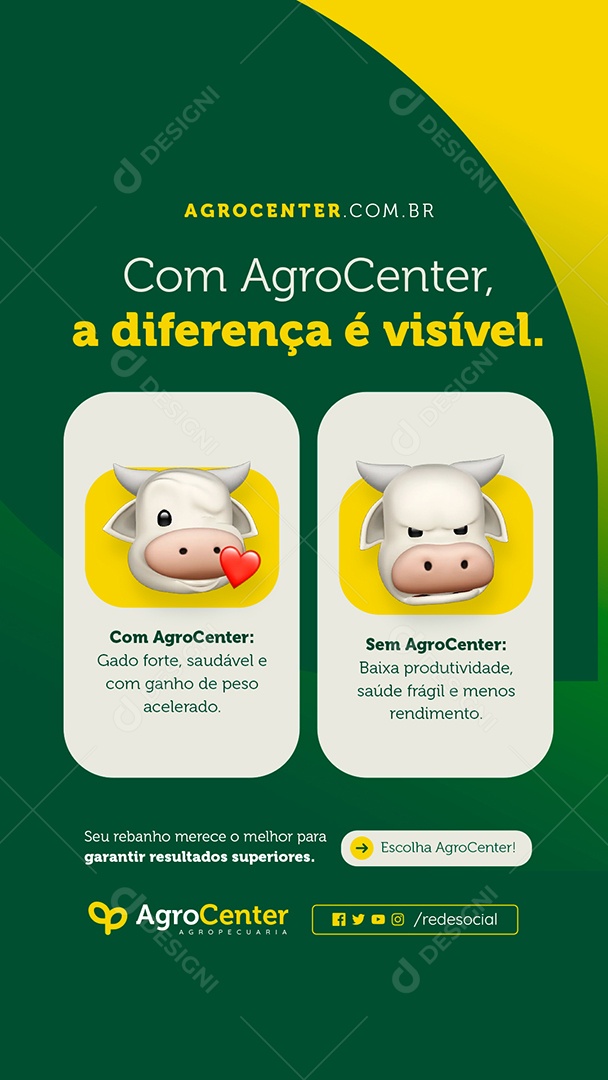 Story Agropecuária com Agro Center a Diferença é Visível Social Media PSD Editável