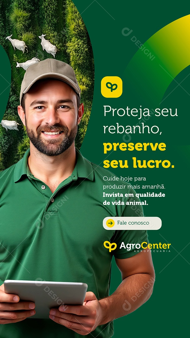 Story Agropecuária Proteja seu Rebanho Social Media PSD Editável
