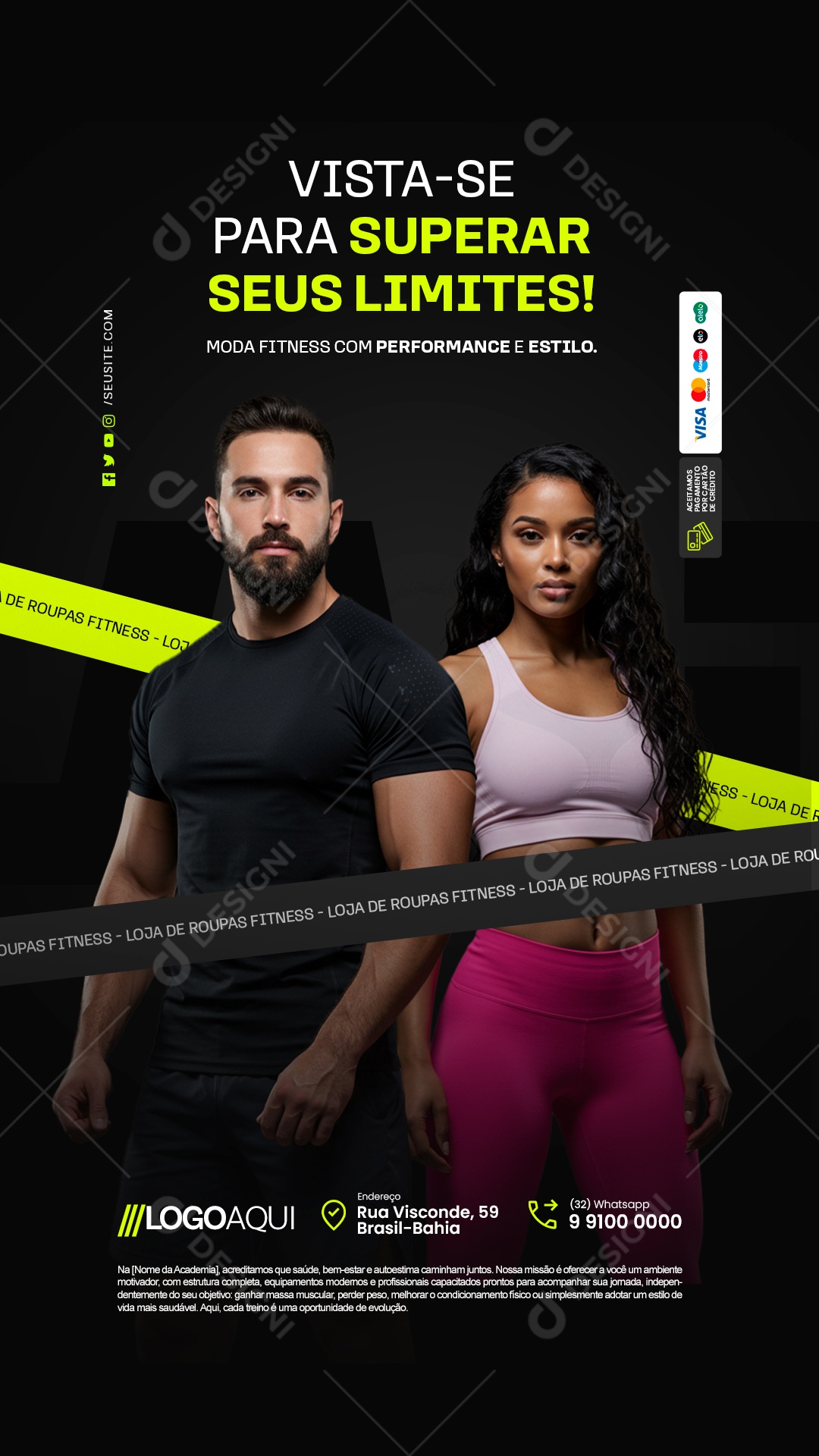 Story Loja de Roupas Fitness Vista-Se para Superar seus Limites Social Media PSD Editável