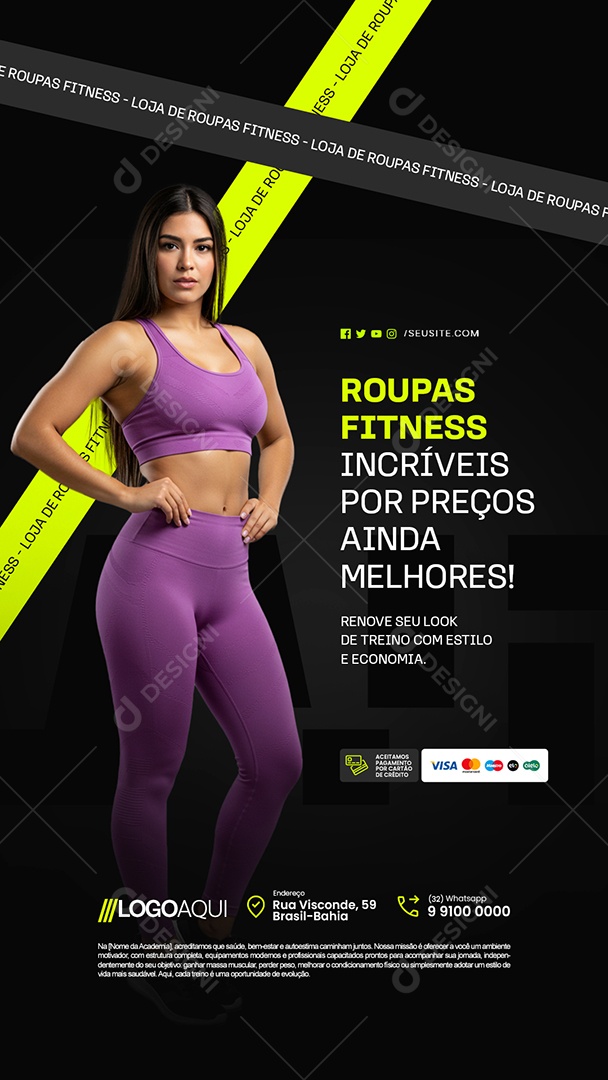 Story Loja de Roupas Fitness Incríveis por Preços Ainda Melhores Social Media PSD Editável