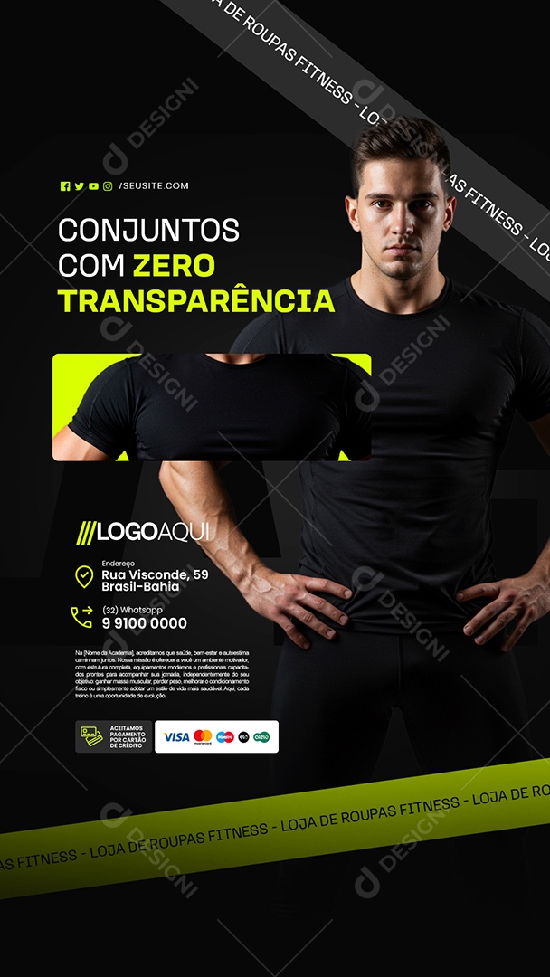 Story Loja de Roupas Fitness Conjuntos com Zero Transparência Social Media PSD Editável