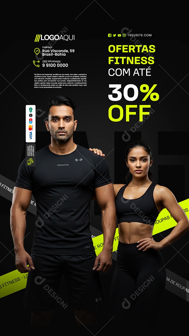 Story Loja de Roupas Fitness Ofertas com Até 30% Off Social Media PSD Editável