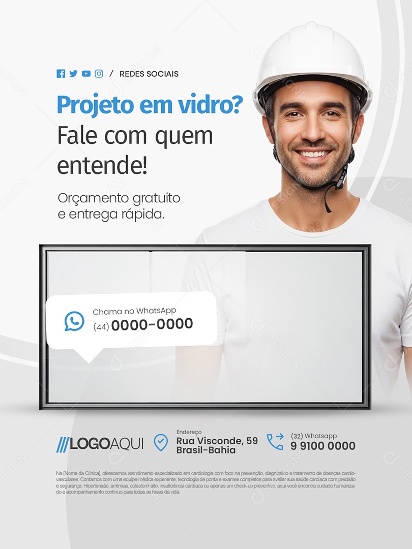 Vidraria Projeto em Vidro Social Media PSD Editável