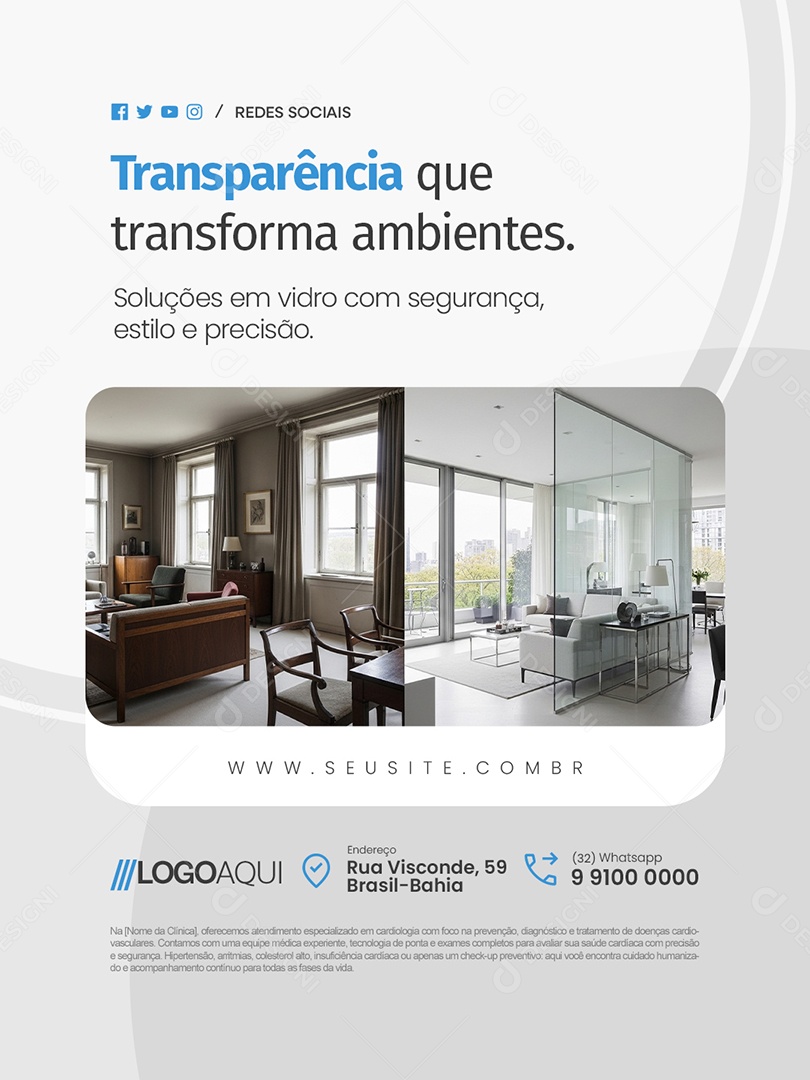 Vidraria Transparência Que Transforma Ambientes Social Media PSD Editável