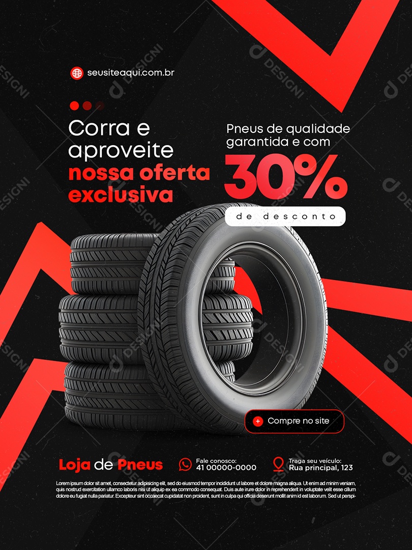 Loja de Pneus Promoção Corra e Aproveite Social Media PSD Editável
