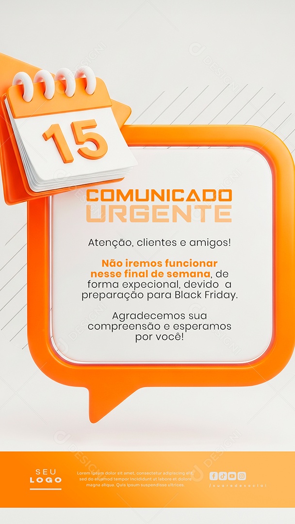 Story Comunicado Urgente Social Media PSD Editável