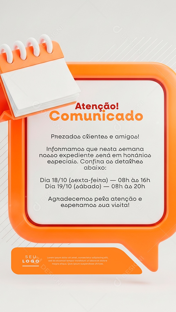 Story Atenção Comunicado Social Media PSD Editável