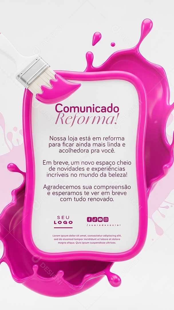 Story Comunicado Reforma Social Media PSD Editável