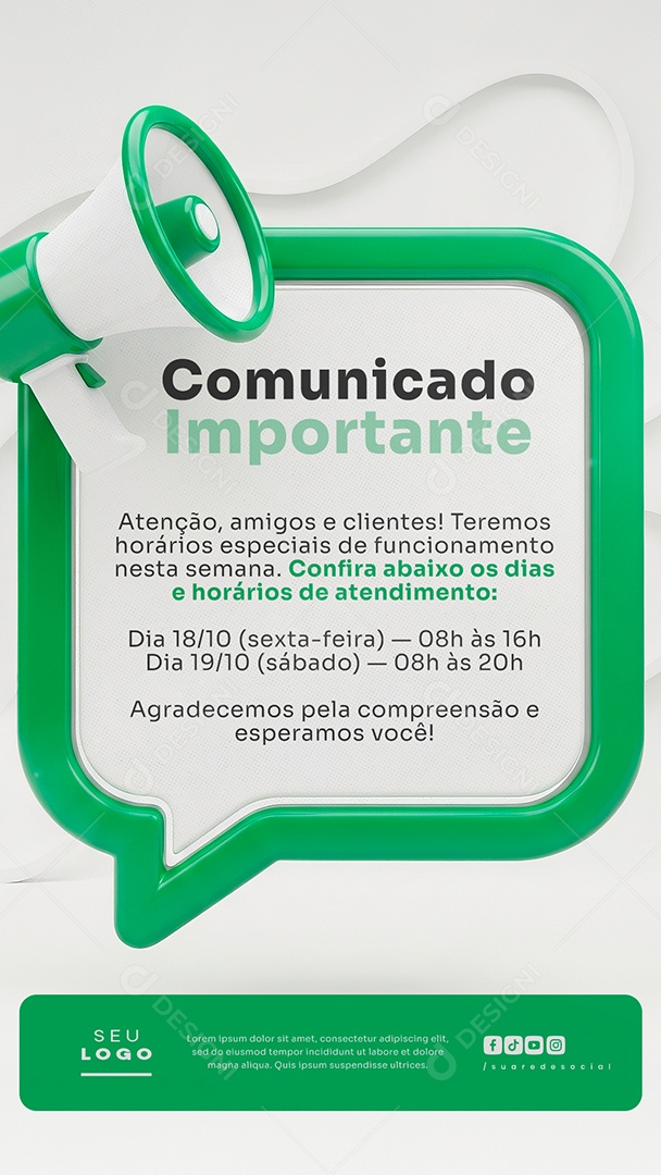 Story Comunicado Importante Social Media PSD Editável