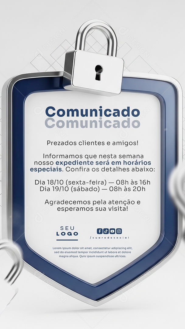 Comunicado Importante Social Media PSD Editável