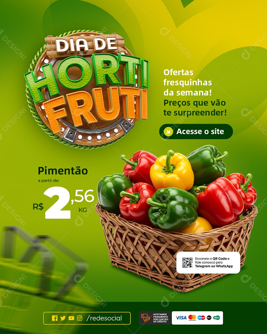 Supermercado Pimentão Ofertas Fresquinhas da Semana Social Media PSD Editável