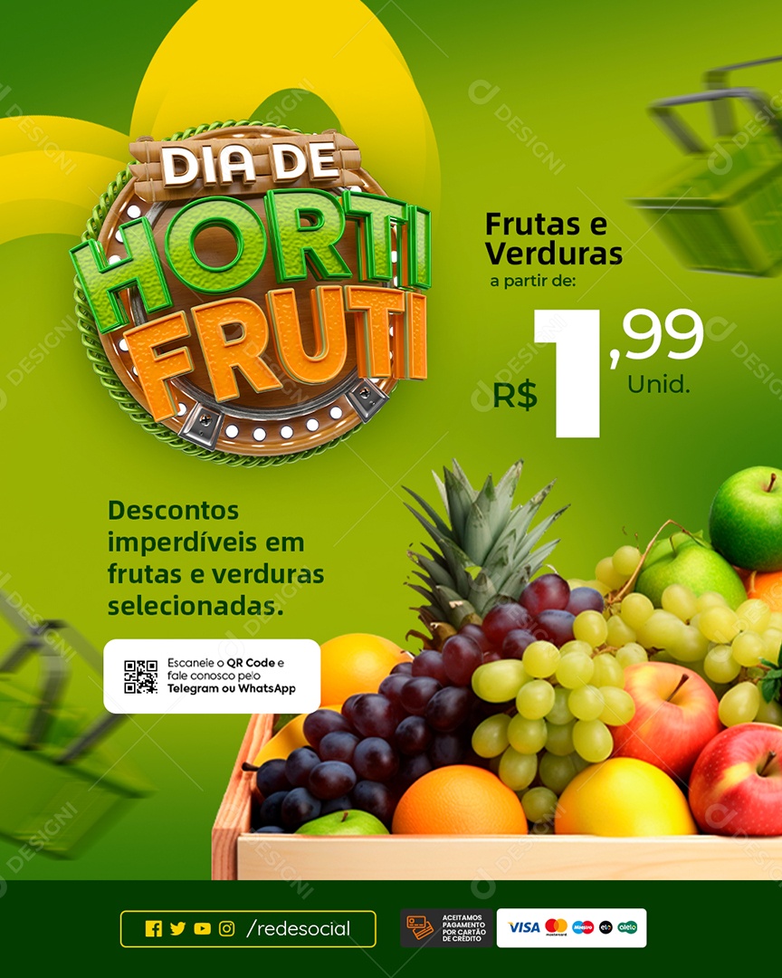 Supermercado Frutas e Verduras Social Media PSD Editável