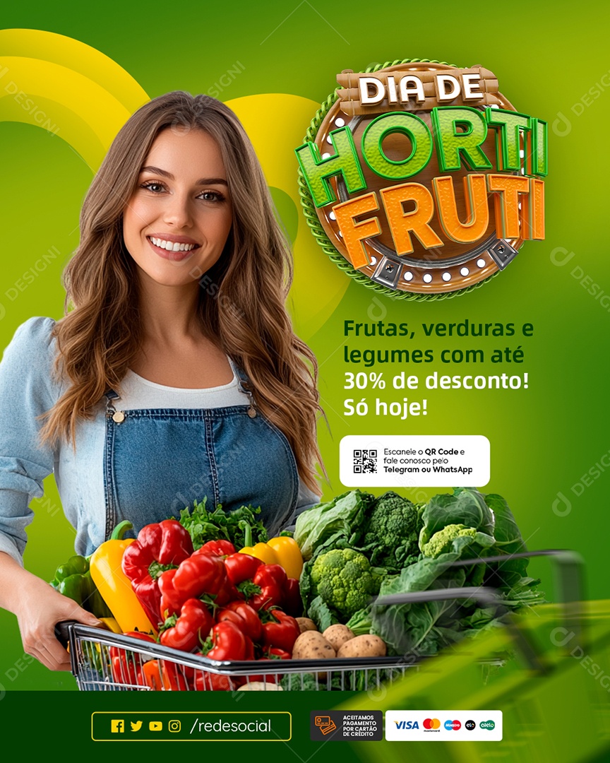 Supermercado Frutas Verduras e Legumes Social Media PSD Editável