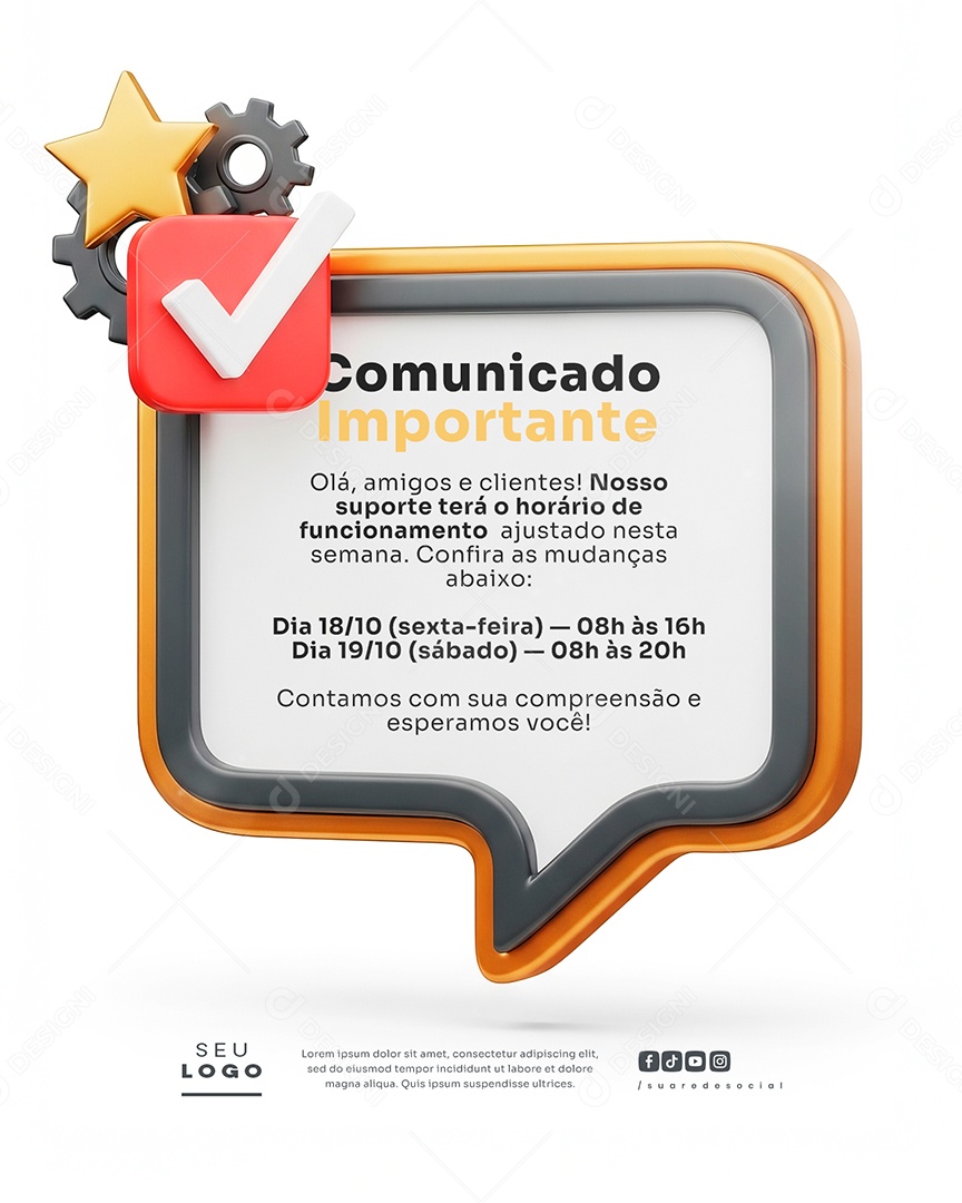 Comunicado Importante Social Media PSD Editável