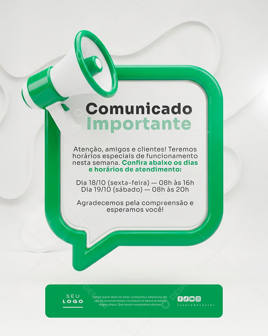 Comunicado Importante Social Media PSD Editável