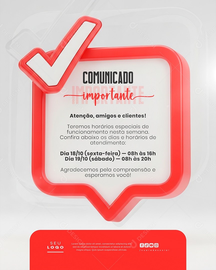 Comunicado Importante Social Media PSD Editável