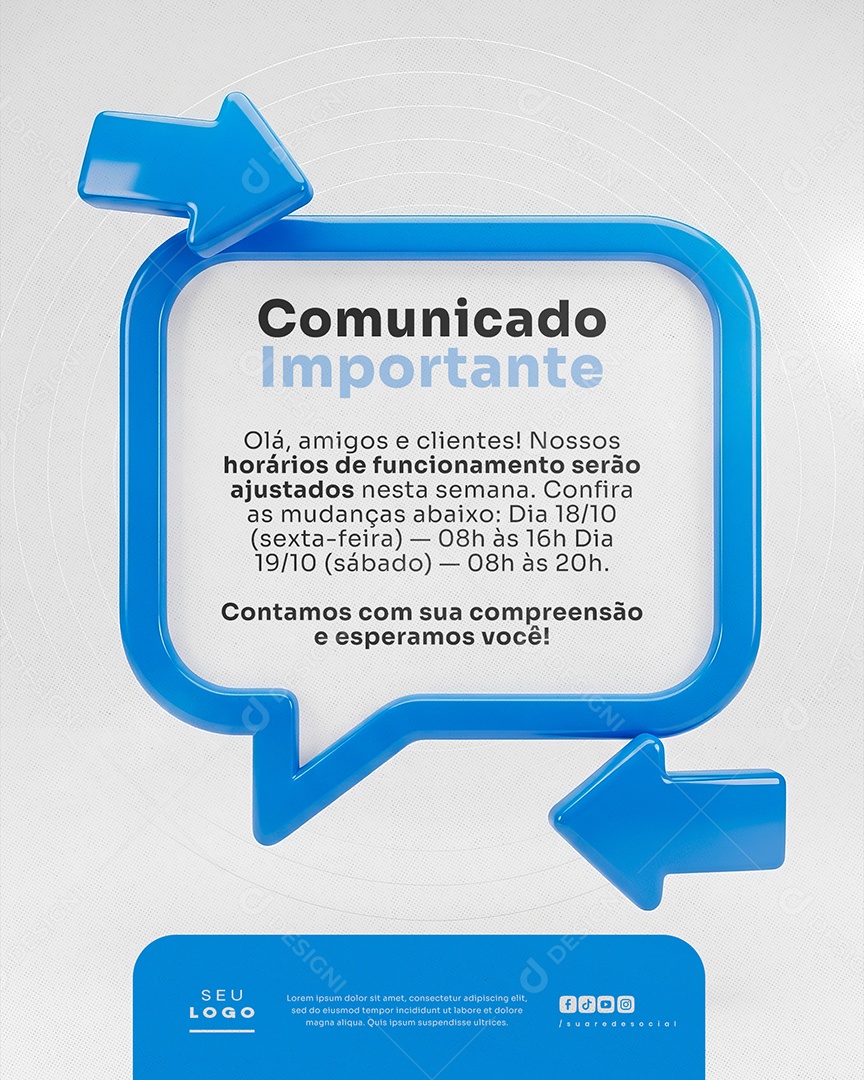 Comunicado Importante Social Media PSD Editável