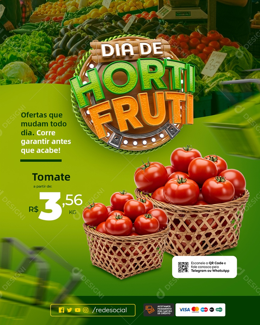 Supermercado Tomate Social Media PSD Editável