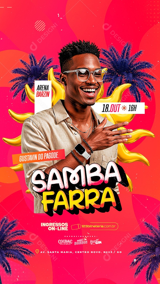 Story Flyer Próximos Shows Samba Farra Social Media PSD Editável