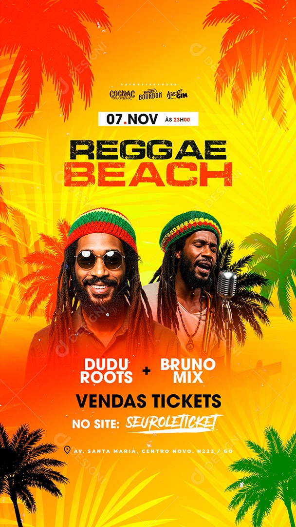 Story Flyer Reggae Beach Social Media PSD Editável