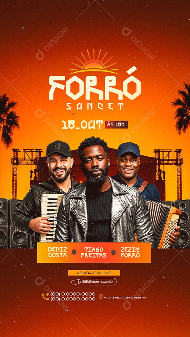 Story Flyer Próximos Shows Forró Sunset Social Media PSD Editável