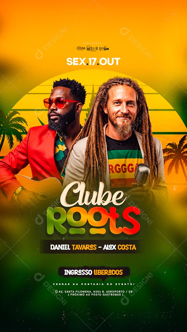 Story Flyer Clube Roots Ingresso Liberados Social Media PSD Editável