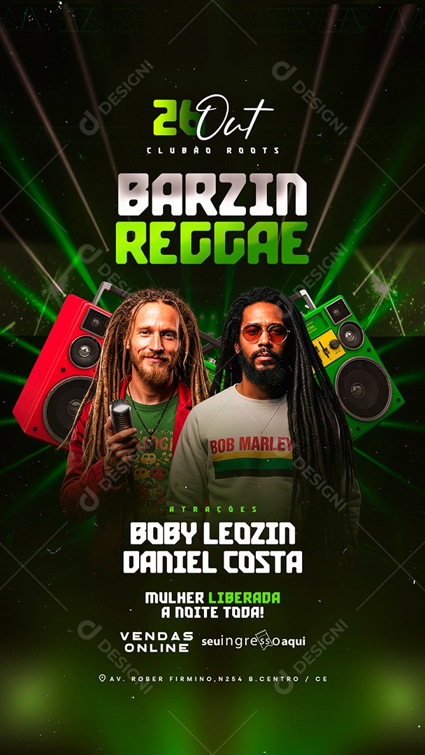 Story Flyer Barzin Reggae Social Media PSD Editável