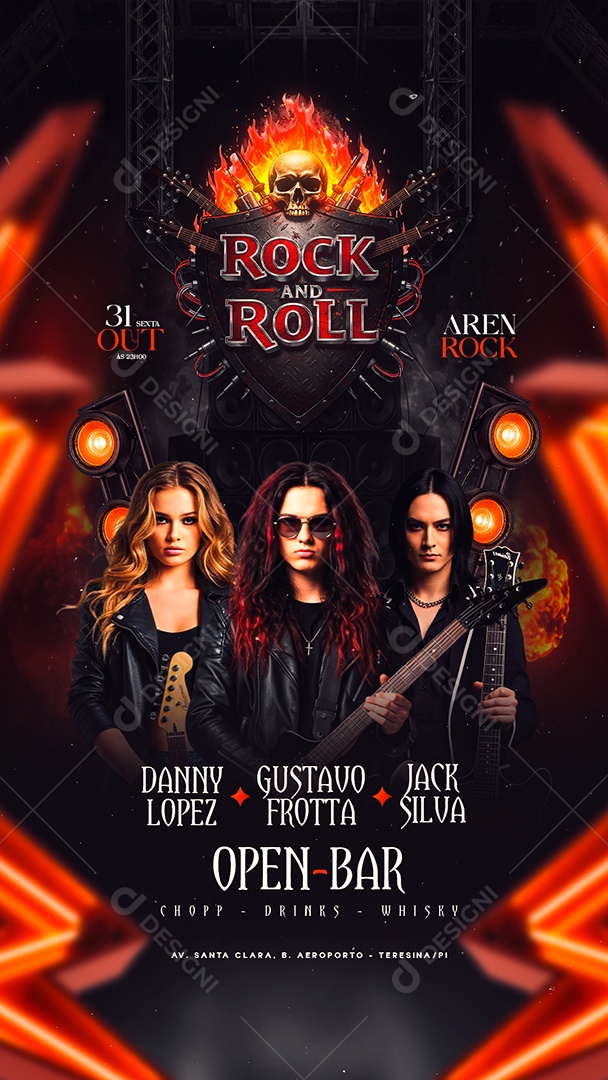 Story Flyer Rock And Roll Social Media PSD Editável