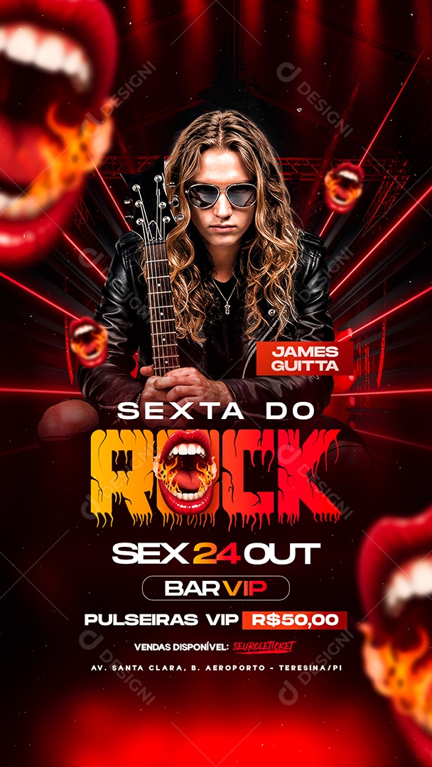 Story Flyer Próximos Shows Sexta do Rock Social Media PSD Editável