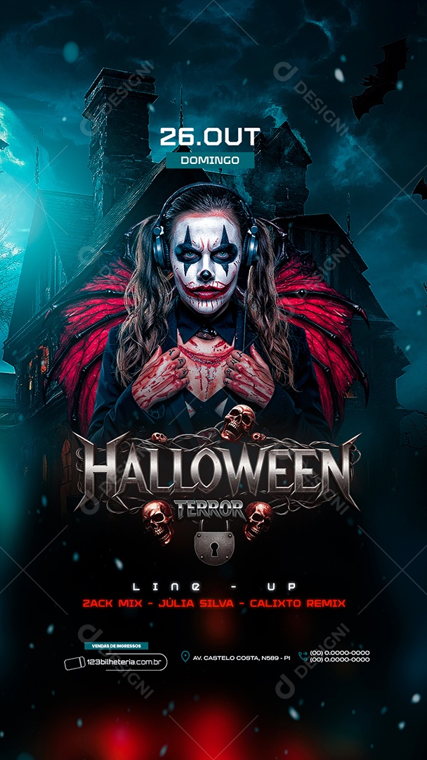Story Flyer Halloween Terror Line Up Social Media PSD Editável