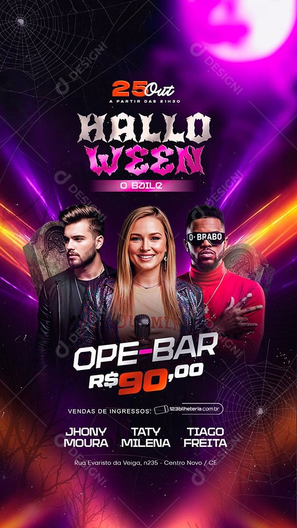Story Flyer Halloween O Baile Ope Bar Social Media PSD Editável