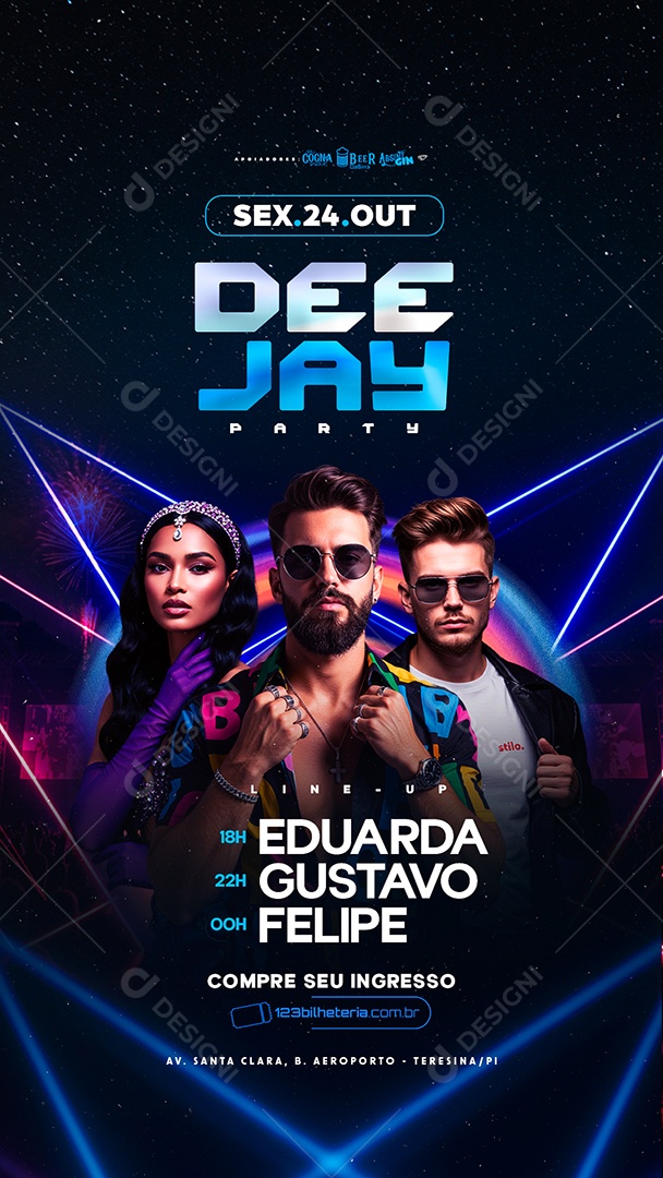 Story Flyer Próximos Shows Deejay Party Social Media PSD Editável