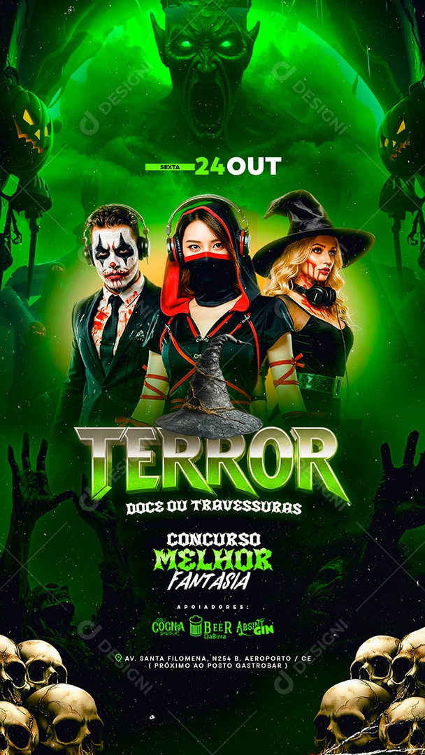 Story Flyer Terror Doce ou Travessuras Social Media PSD Editável
