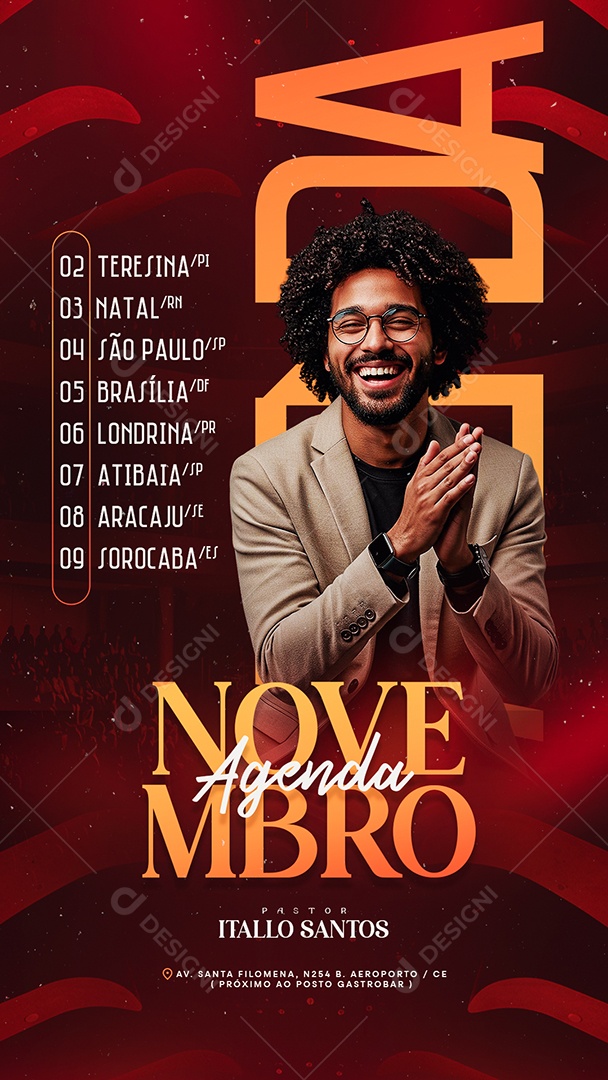 Story Flyer Gospel Agenda Novembro Social Media PSD Editável