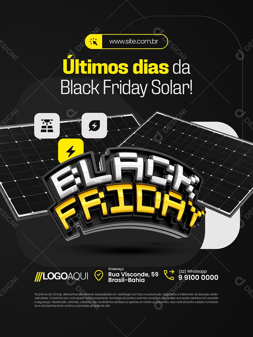 Energia Solar Últimos Dias da Black Friday Solar Social Media PSD Editável