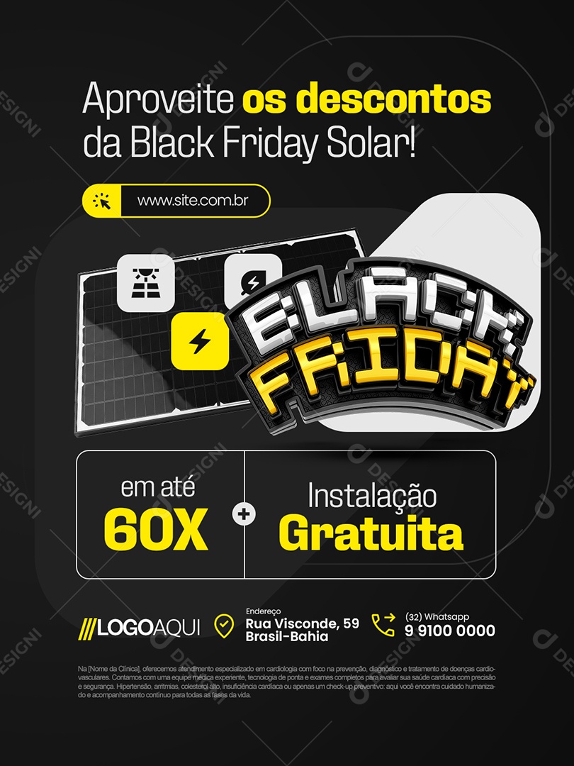 Energia Solar Aproveite os Descontos da Black Friday Social Media PSD Editável