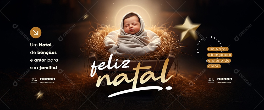 Carrossel Feliz Natal 25 de Dezembro Um Natal de Bênçãos Social Media PSD Editável