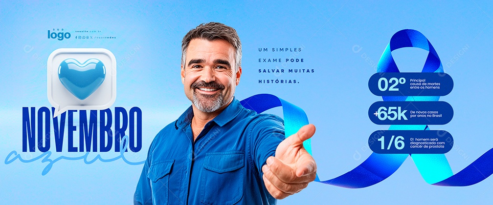 Carrossel Novembro Azul Um Simples Exame Social Media PSD Editável