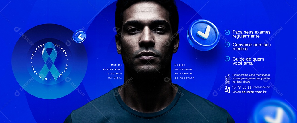 Carrossel Novembro Azul Faça Seus Exames Social Media PSD Editável