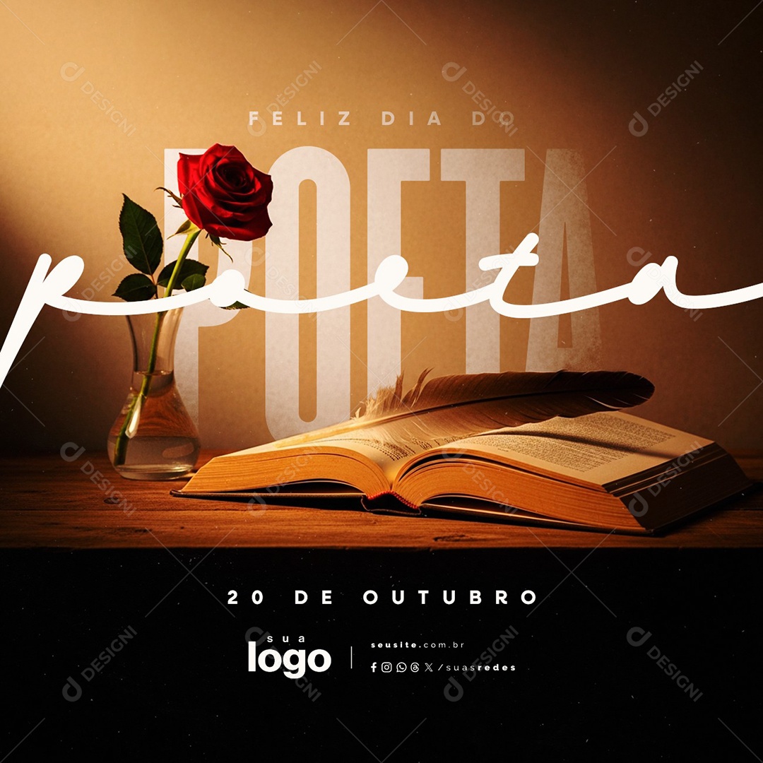 Feliz Dia do Poeta 20 de Outubro Social Media PSD Editável