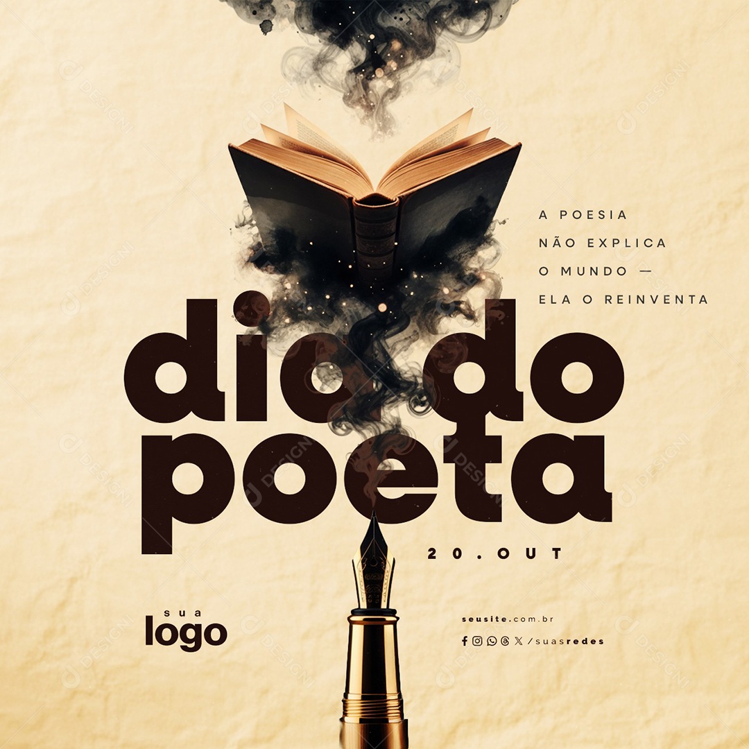 Dia do Poeta 20 de Outubro a Poesia Não Explica o Mundo Social Media PSD Editável